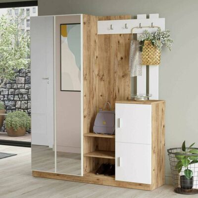 DMORA - Borealis - Roble y Blanco - Consola de almacenamiento DMORA - Borealis - Roble y Blanco - Consola de almacenamiento