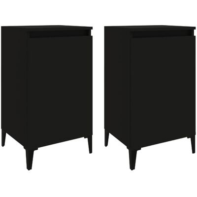 Vidaxl - Mesitas De Noche 2 Uds Madera Contrachapada Negro 40x35x70 Cm Vidaxl - Mesitas De Noche 2 Uds Madera Contrachapada Negro 40x35x70 Cm