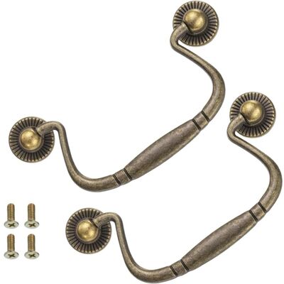 OEM Juego De 2 Tiradores Plegables Antiguos De Hierro Bronce, 100 X 50 Mm, Para Puertas De Armarios, Cómodas, Cocinas, Aparadores, Etc. Estilo Rústico Vintage - Crezuo OEM Juego De 2 Tiradores Plegables Antiguos De Hierro Bronce, 100 X 50 Mm, Para Puertas De Armarios, Cómodas, Cocinas, Aparadores, Etc. Estilo Rústico Vintage - Crezuo