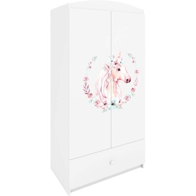 Armario Unicornio Kocot Kids - 2 Puertas, 1 Cajón - Blanco - Seguro para niños Armario Unicornio Kocot Kids - 2 Puertas, 1 Cajón - Blanco - Seguro para niños