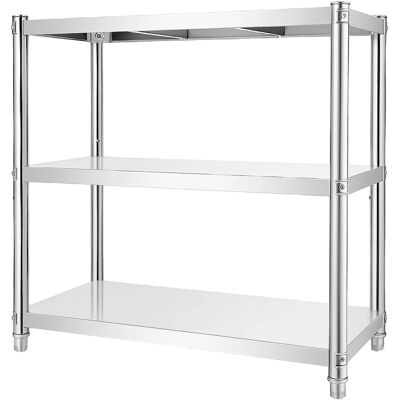 OEM Estantería De Almacenamiento De 3 Niveles, Fabricada En Acero Inoxidable Resistente, Color Plata. OEM Estantería De Almacenamiento De 3 Niveles, Fabricada En Acero Inoxidable Resistente, Color Plata.