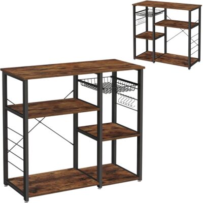 OEM Estantería De Cocina Industrial De 90 Cm Con Cesta Y Ganchos, Estante Para Microondas, Especiero 84x90x40 OEM Estantería De Cocina Industrial De 90 Cm Con Cesta Y Ganchos, Estante Para Microondas, Especiero 84x90x40