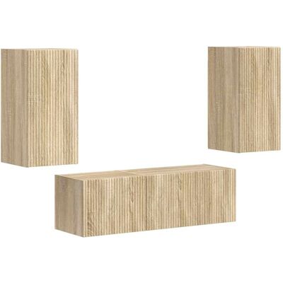 Conjunto De Mueble Para Tv De Pared 4 Uds. Roble Sonoma Vidaxl Conjunto De Mueble Para Tv De Pared 4 Uds. Roble Sonoma Vidaxl