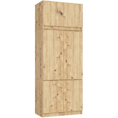 AKORD Armario S90 Con Altillo Roble Artisan 90 Cm 6 Puertas 90x51x235 Cm AKORD Armario S90 Con Altillo Roble Artisan 90 Cm 6 Puertas 90x51x235 Cm