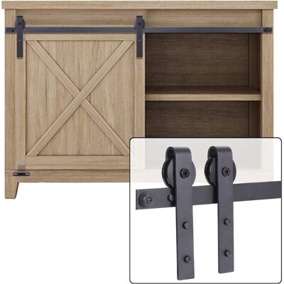 Axhup - Mini Herraje Puerta Corredera Kit, Kit De Rieles Deslizantes Para Puerta De Gabinete De Tv Aparador, Negro - 150cm Axhup - Mini Herraje Puerta Corredera Kit, Kit De Rieles Deslizantes Para Puerta De Gabinete De Tv Aparador, Negro - 150cm