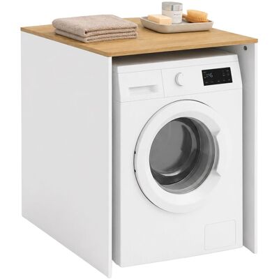 Armario Para Lavadora Relaxdays, Estantería Para Lavadora Y Secadora (al X An X Fon) 88 X 68 X 60 Cm, Blanco/natural Armario Para Lavadora Relaxdays, Estantería Para Lavadora Y Secadora (al X An X Fon) 88 X 68 X 60 Cm, Blanco/natural