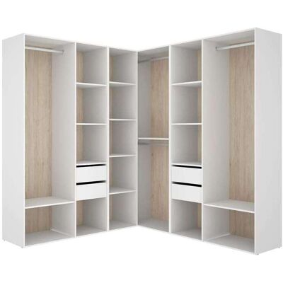 DKT Vestidor De Rincón Reus 4 Cajones, Estantes Y Trasera Reversible En Blanco/natural, 204.5cm(alto) 182.4cm(ancho) 186.3cm DKT Vestidor De Rincón Reus 4 Cajones, Estantes Y Trasera Reversible En Blanco/natural, 204.5cm(alto) 182.4cm(ancho) 186.3cm