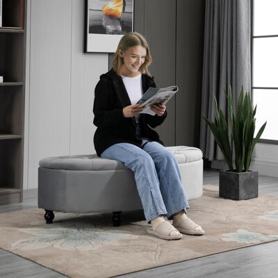 PZCC Banco De Almacenamiento, Banco Tapizado Con Aspecto De Terciopelo, Tapa Abierta, Arcón De Almacenamiento Con Patas De Madera, Banco Arcón Para Salón, Pasillo, Dormitorio, 120 X 46 X 42 Cm, Gris PZCC Banco De Almacenamiento, Banco Tapizado Con Aspecto De Terciopelo, Tapa Abierta, Arcón De Almacenamiento Con Patas De Madera, Banco Arcón Para Salón, Pasillo, Dormitorio, 120 X 46 X 42 Cm, Gris