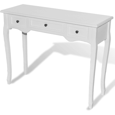 HELLOSHOP26 Tocador Blanco Con 3 Cajones Mueble De Entrada De Diseño Retro 1402006 HELLOSHOP26 Tocador Blanco Con 3 Cajones Mueble De Entrada De Diseño Retro 1402006