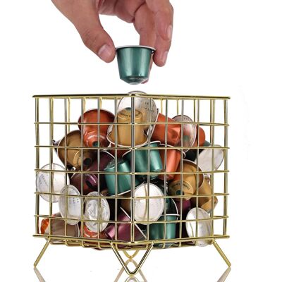 Linghhang - Cesta Para Cápsulas De Café (dorada), Almacenamiento De Cápsulas Vertuo, Accesorios De Café De Gran Capacidad. Linghhang - Cesta Para Cápsulas De Café (dorada), Almacenamiento De Cápsulas Vertuo, Accesorios De Café De Gran Capacidad.