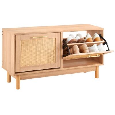 OEM Banco De Zapatero 100 X 30 X 53 Cm Organizador De Zapatos Capacidad De Carga 136 Kg Zapatero Con Cajones Abatibles, 4 Compartimentos, 2 Puertas De Ratán Para Entrada De Puerta, Sala De Estar OEM Banco De Zapatero 100 X 30 X 53 Cm Organizador De Zapatos Capacidad De Carga 136 Kg Zapatero Con Cajones Abatibles, 4 Compartimentos, 2 Puertas De Ratán Para Entrada De Puerta, Sala De Estar