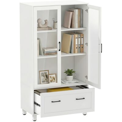 Homcom Archivador Vertical Con Puertas De Cristal Y Cajón, 3 Estantes Y Barras Ajustables Para Archivos Tamaño A4, Carta Y Legal, 75x40x141 Cm, Blanco Homcom Archivador Vertical Con Puertas De Cristal Y Cajón, 3 Estantes Y Barras Ajustables Para Archivos Tamaño A4, Carta Y Legal, 75x40x141 Cm, Blanco