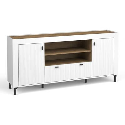 Arredamento1 - Cómoda Mormavu 110, Mate Blanco, Con Cajones Y Puertas, Número De Cajones: 0, 84x177x40cm Arredamento1 - Cómoda Mormavu 110, Mate Blanco, Con Cajones Y Puertas, Número De Cajones: 0, 84x177x40cm