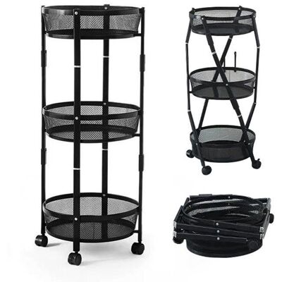 OEM Estante De Almacenamiento De Cocina - Seven Comfort - 3 Niveles - Plegable - 15kg Por Nivel - Negro OEM Estante De Almacenamiento De Cocina - Seven Comfort - 3 Niveles - Plegable - 15kg Por Nivel - Negro