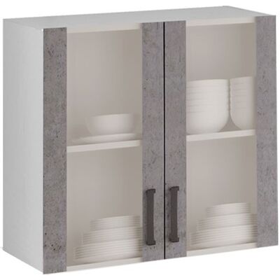 WEBMARKETPOINT Vitrina Gris Cemento - Puertas de Cristal WEBMARKETPOINT Vitrina Gris Cemento - Puertas de Cristal