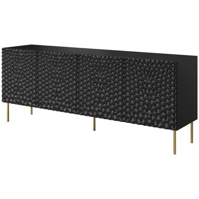 Bim Furniture - Cómoda Hole 190 Cm Frente Fresado Placa Mdf 4d Negro Mate Bim Furniture - Cómoda Hole 190 Cm Frente Fresado Placa Mdf 4d Negro Mate
