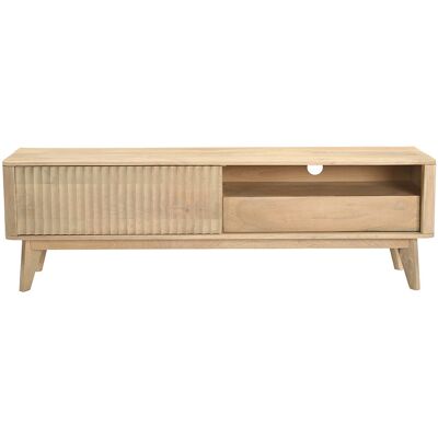 MILIBOO Mueble Tv De Madera Clara De Mango Macizo Con Puerta Corredera L160 Cm Alda MILIBOO Mueble Tv De Madera Clara De Mango Macizo Con Puerta Corredera L160 Cm Alda