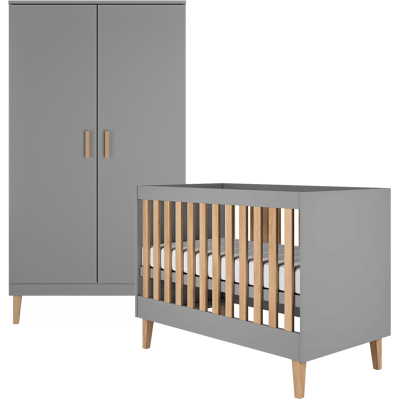 OEM Cuna 60x120 Y Armario Kocot Kids Kubi - Gris OEM Cuna 60x120 Y Armario Kocot Kids Kubi - Gris
