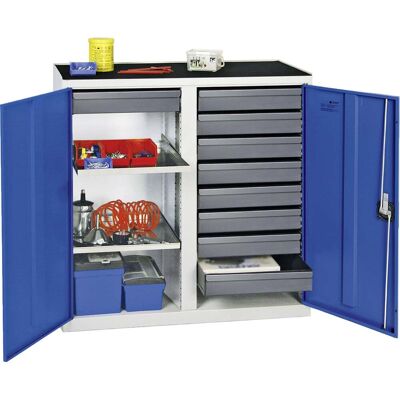 Stumpf Gabinete De Herramientas Y Materiales Serie 3000 Gris Claro / Azul Genciana 9 Cajones 100 Mm + 2 Estantes Extraíbles - 3002974 Stumpf Gabinete De Herramientas Y Materiales Serie 3000 Gris Claro / Azul Genciana 9 Cajones 100 Mm + 2 Estantes Extraíbles - 3002974