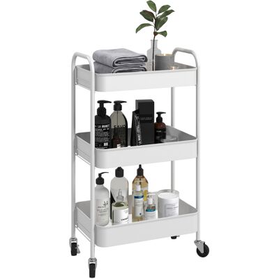 TORMATOR Carrito De Cocina De 3 Niveles Con Asas Y 4 Ruedas, De Acero, 45 X 30,6 X 79 Cm, Blanco. TORMATOR Carrito De Cocina De 3 Niveles Con Asas Y 4 Ruedas, De Acero, 45 X 30,6 X 79 Cm, Blanco.