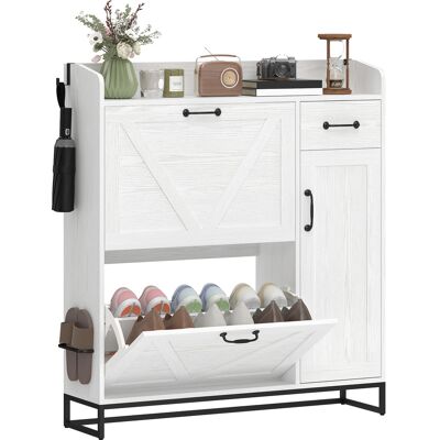 Homcom Zapatero Estrecho Con 2 Cajones Abatibles, Zapatero Entrada Recibidorcon Cajón Y Estantes Ajustables, Para 12 Pares, 106,7x26x116 Cm, Blanco Homcom Zapatero Estrecho Con 2 Cajones Abatibles, Zapatero Entrada Recibidorcon Cajón Y Estantes Ajustables, Para 12 Pares, 106,7x26x116 Cm, Blanco