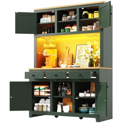 STILVORA Aparador Alto De Cocina Con 2 Puertas, 2 Cajones, Estantes Ajustables Y Led Para Cocina En Mdf 120×40×180 Cm Verde Antiguo STILVORA Aparador Alto De Cocina Con 2 Puertas, 2 Cajones, Estantes Ajustables Y Led Para Cocina En Mdf 120×40×180 Cm Verde Antiguo