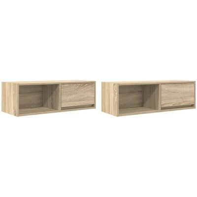 HELLOSHOP26 Conjunto De 2 Unidades De Tv De Pared Que Ahorran Espacio Con Almacenamiento 80 X 31 X 25,5 Cm Fabricadas En Madera De Roble Sonoma 020051648 HELLOSHOP26 Conjunto De 2 Unidades De Tv De Pared Que Ahorran Espacio Con Almacenamiento 80 X 31 X 25,5 Cm Fabricadas En Madera De Roble Sonoma 020051648