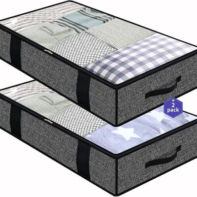 OEM Juego De 2 Bolsas De Almacenamiento Para Debajo De La Cama, De Lino Negro, De 100 X 50 X 18 Cm, Organizadores De Armario, Suaves, Plegables, Ahorran Espacio Y Cuentan Con 4 Asas Reforzadas Para Guarda OEM Juego De 2 Bolsas De Almacenamiento Para Debajo De La Cama, De Lino Negro, De 100 X 50 X 18 Cm, Organizadores De Armario, Suaves, Plegables, Ahorran Espacio Y Cuentan Con 4 Asas Reforzadas Para Guarda