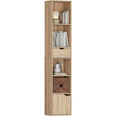 JHY DESIGN Librería, Estantería, Mueble De Almacenamiento Con Cajón Y Compartimentos Abiertos, 30 X 24 X 158 Cm, Natural JHY DESIGN Librería, Estantería, Mueble De Almacenamiento Con Cajón Y Compartimentos Abiertos, 30 X 24 X 158 Cm, Natural