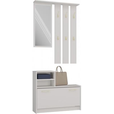 Armario Kashmir Vera - Espejo, Percha ajustable, Almacenamiento de zapatos Armario Kashmir Vera - Espejo, Percha ajustable, Almacenamiento de zapatos