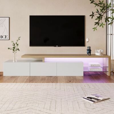OEM Mueble De Tv Moderno Con Led, 3 Puertas, 2 Estantes De Vidrio, Mueble Bajo De Salón, Mueble De Tv De Madera, Armario De Tv 200x39x42 Cm, Blanco OEM Mueble De Tv Moderno Con Led, 3 Puertas, 2 Estantes De Vidrio, Mueble Bajo De Salón, Mueble De Tv De Madera, Armario De Tv 200x39x42 Cm, Blanco