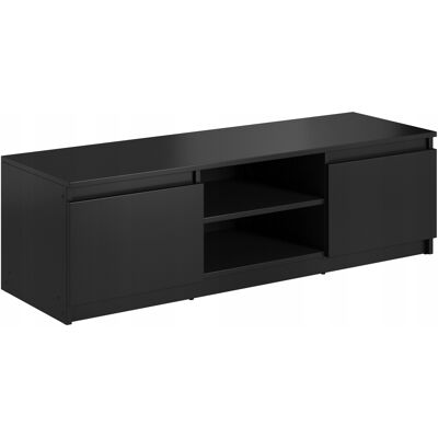 OEM Mueble De Tv Sencillo De 120 Cm, Para Tv, 2 Armarios Y Estantes, Negro Mate. OEM Mueble De Tv Sencillo De 120 Cm, Para Tv, 2 Armarios Y Estantes, Negro Mate.