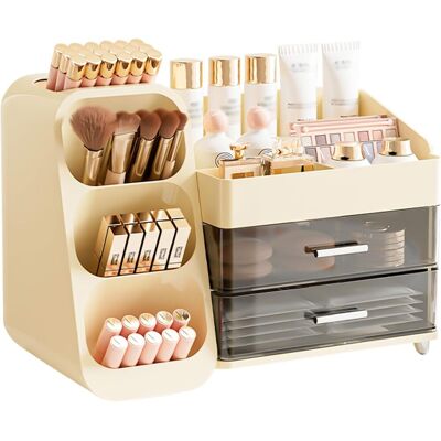 OEM Caja De Color Blanco Crema Con Cajones Y Compartimentos, Organizador De Maquillaje Para Tocador, Baño O Dormitorio. OEM Caja De Color Blanco Crema Con Cajones Y Compartimentos, Organizador De Maquillaje Para Tocador, Baño O Dormitorio.