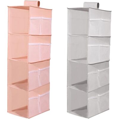 OEM 2 Organizadores Colgantes Armario, 4 Compartimentos, 12 Bolsillos Laterales Red, Gris Y Rosa OEM 2 Organizadores Colgantes Armario, 4 Compartimentos, 12 Bolsillos Laterales Red, Gris Y Rosa