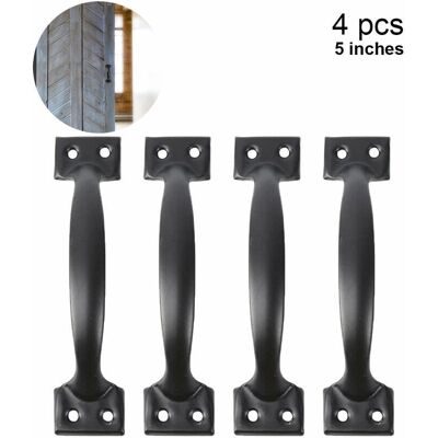 OEM Tiradores De Puerta De Granero De 4 Piezas (5 Pulgadas, Negros) Para Puertas De Cercas De Madera, Tiradores De Gabinetes Vintage Para Gabinetes De Cocina, Cajones De Muebles, Herrajes Para Gabinetes - OEM Tiradores De Puerta De Granero De 4 Piezas (5 Pulgadas, Negros) Para Puertas De Cercas De Madera, Tiradores De Gabinetes Vintage Para Gabinetes De Cocina, Cajones De Muebles, Herrajes Para Gabinetes -