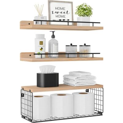 OEM Estantes Flotantes Con Cesta De Alambre, Estantes De Baño De Pared Sobre El Inodoro Con Barandilla Metálica, Estante De Pared Rústico De Madera Para Baño, Dormitorio, Sala De Estar, Cocina - Crezuo OEM Estantes Flotantes Con Cesta De Alambre, Estantes De Baño De Pared Sobre El Inodoro Con Barandilla Metálica, Estante De Pared Rústico De Madera Para Baño, Dormitorio, Sala De Estar, Cocina - Crezuo