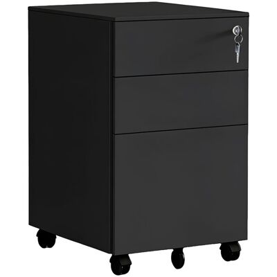 Relaxdays Cajonera Con Ruedas, 3 Cajones, 60 X 39 X 52 Cm, Cerradura, Archivador Metálico, Negro Relaxdays Cajonera Con Ruedas, 3 Cajones, 60 X 39 X 52 Cm, Cerradura, Archivador Metálico, Negro