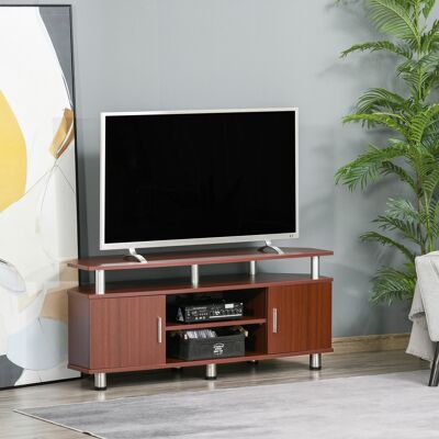 PZCC Mueble De Tv Clásico Para Salón Con 2 Estantes Y 2 Armarios, Mdf Y Acero Inoxidable, Marrón, 120 X 39,5 X 52 Cm. PZCC Mueble De Tv Clásico Para Salón Con 2 Estantes Y 2 Armarios, Mdf Y Acero Inoxidable, Marrón, 120 X 39,5 X 52 Cm.