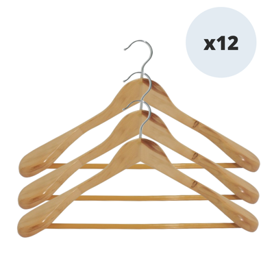 Pack De 12 Perchas De Madera Para Chaqueta Msv Pack De 12 Perchas De Madera Para Chaqueta Msv