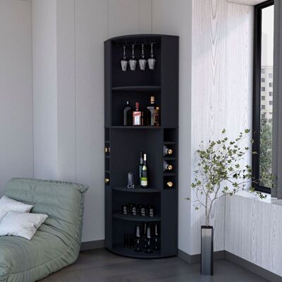 TUHOME CONCEPT So-hi Gabinete De Bar De Esquina Con Estantes Y Espacio Para Botellas TUHOME CONCEPT So-hi Gabinete De Bar De Esquina Con Estantes Y Espacio Para Botellas