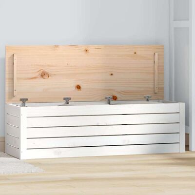 Vidaxl Caja De Almacenaje Madera Maciza De Pino Blanco 109x36,5x33 Cm Vidaxl Caja De Almacenaje Madera Maciza De Pino Blanco 109x36,5x33 Cm