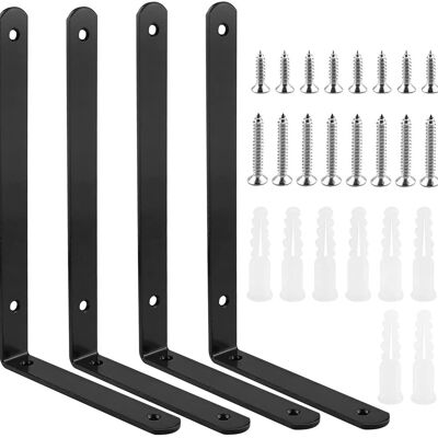 OEM Soportes Para Estantes, 255 X 150 Mm, Soportes Robustos Para Estantes Flotantes, 4 Piezas, Soportes Para Estantes En Forma De L En Negro Mate, 5 Mm De Espesor, Fabricados En Acero Con Una Capacidad De OEM Soportes Para Estantes, 255 X 150 Mm, Soportes Robustos Para Estantes Flotantes, 4 Piezas, Soportes Para Estantes En Forma De L En Negro Mate, 5 Mm De Espesor, Fabricados En Acero Con Una Capacidad De