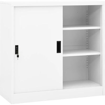 Ropero de oficina con puerta corredera blanco acero Ropero de oficina con puerta corredera blanco acero
