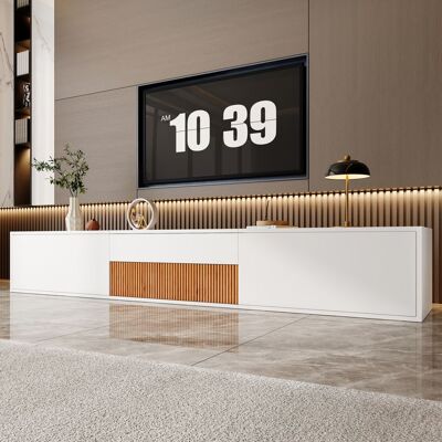 OEM Mueble De Tv Moderno, Blanco, Con 3 Puertas Y Estantes, Compatible Con Un Proyector, Mueble De Salón, 180 X 34 X 30 Cm OEM Mueble De Tv Moderno, Blanco, Con 3 Puertas Y Estantes, Compatible Con Un Proyector, Mueble De Salón, 180 X 34 X 30 Cm