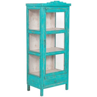 WANDERLUST DECO Vitrina De Madera Artesanal Verde 58x40x144h Cm WANDERLUST DECO Vitrina De Madera Artesanal Verde 58x40x144h Cm