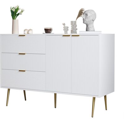 JHY DESIGN Aparador, Mueble De Salón Con Puertas Y Cajones, Estantes Interiores, Cómoda Con Tiradores Y Patas Doradas. JHY DESIGN Aparador, Mueble De Salón Con Puertas Y Cajones, Estantes Interiores, Cómoda Con Tiradores Y Patas Doradas.