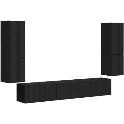 Conjunto De Mueble De Tv 4 Uds. Negro Madera De Ingeniería Vidaxl Conjunto De Mueble De Tv 4 Uds. Negro Madera De Ingeniería Vidaxl