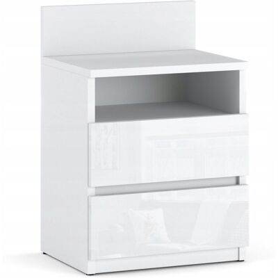 Mesita blanca brillante 40CM 2S - Mesita de noche Mesita blanca brillante 40CM 2S - Mesita de noche