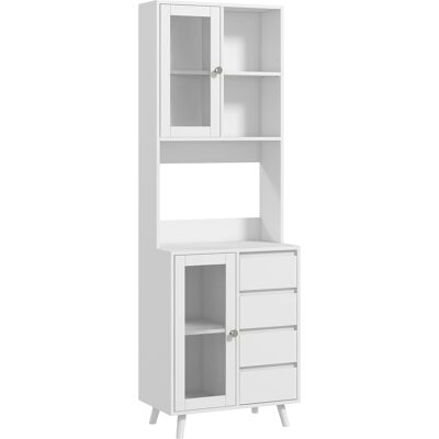 HOMCOM Alacena De Cocina Buffet Aparador Armario Con 2 Puertas De Vidrio Compartimentos Abiertos 4 Cajones Y Estantes Ajustables 60x35x180 Cm HOMCOM Alacena De Cocina Buffet Aparador Armario Con 2 Puertas De Vidrio Compartimentos Abiertos 4 Cajones Y Estantes Ajustables 60x35x180 Cm