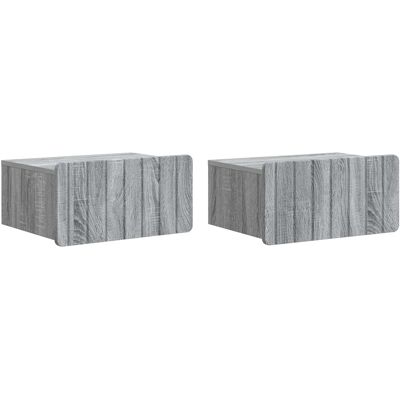 Mesita De Noche De Pared 2 Pcs Gris Sonoma 49 X 34,5 X 24 Cm Vidaxl Mesita De Noche De Pared 2 Pcs Gris Sonoma 49 X 34,5 X 24 Cm Vidaxl